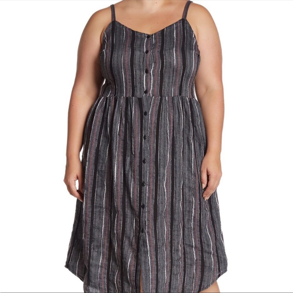 Susina Textured Striped Midi Button Front Dress size 3x